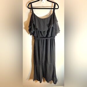 MICHEL STUDIO Sz 24 Additionelle Polka Dots Ruffle Dress Tiered Belted NEW